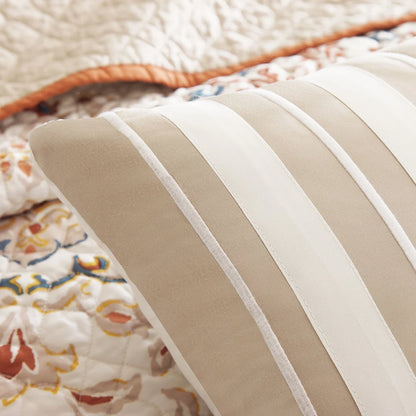 Madison Park Tissa 6 Piece Printed Quilt Set with Throw Pillows