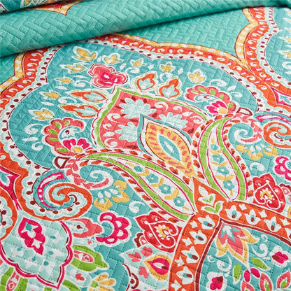 3 Piece European Gorgeous Floral Quilt Set Reversible Bedspread