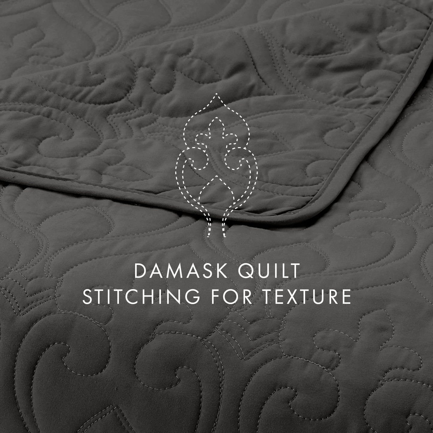 Soft Essentials Premium Ultra Soft Damask Pattern Quilted Coverlet Set
