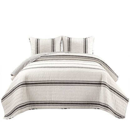 Lush Decor Farmhouse Stripe 3 Piece Quilt Set