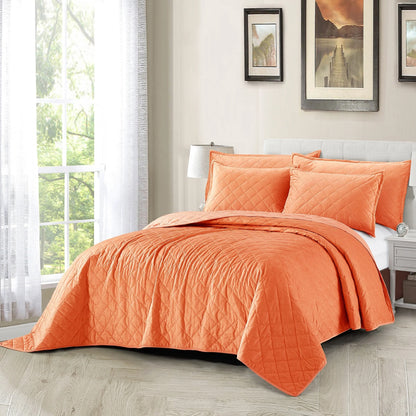 Serenta Velvet Quilts 5 Piece Ultra Soft Floor Touching Bedspread Set