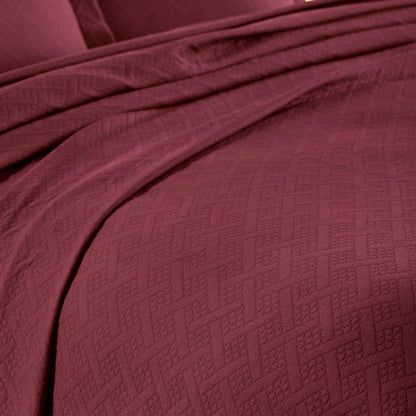 Superior Basketweave Cotton Decorative Bedspread Set