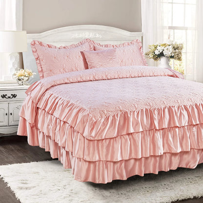 Serent Matte Satin Ruffle Bedspread Set