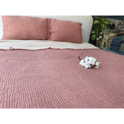 Muslin Blanket 4 Layers, Soft Bedspread, Turkish Cotton Muslin Bed Cover, Reversible Coverlet