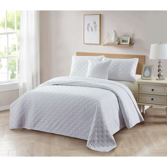 Bibb Home 4 Piece Solid Quilt Set with Cushion