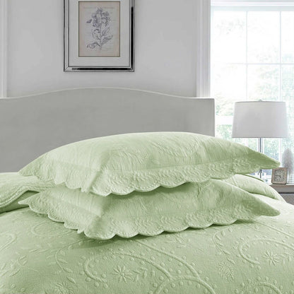 MarCielo 3-Piece Elegantly Embroidered 100% Cotton Oversized Quilt Bedspread Set TX