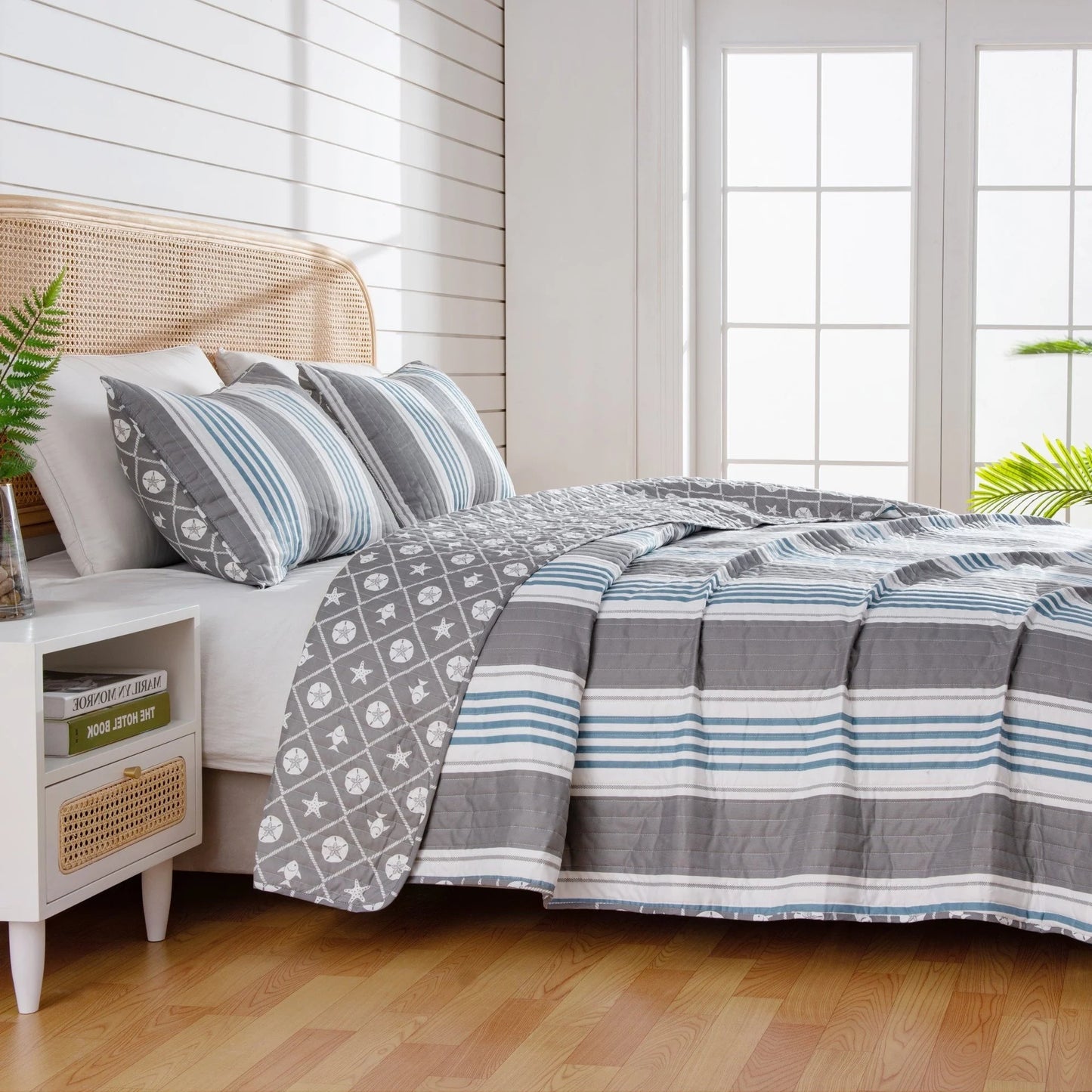 Linery & Co. Coastal Microfiber Quilt Set With Shams.