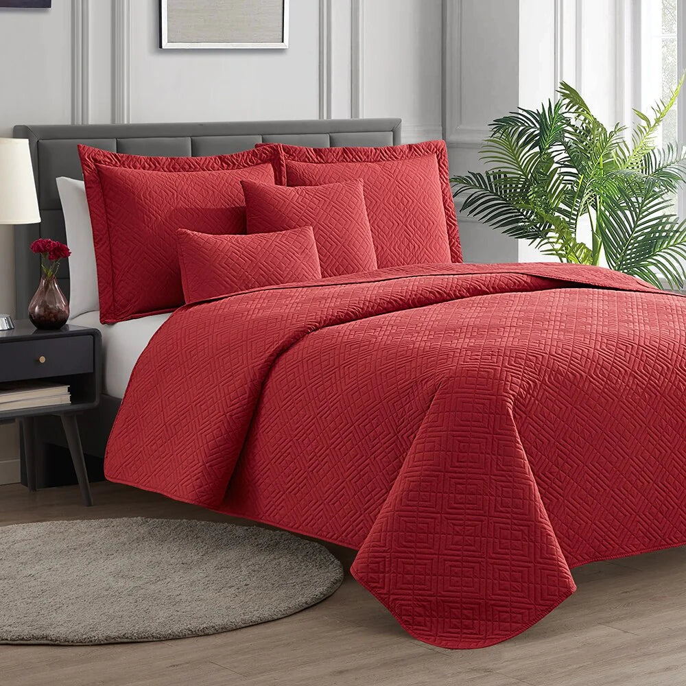Clara Clark Bedspread Quilt Set - Embossed Pinsonic Lightweight Coverlet Set