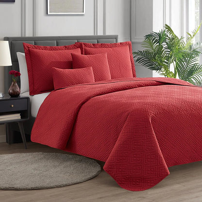 Clara Clark Bedspread Quilt Set - Embossed Pinsonic Lightweight Coverlet Set