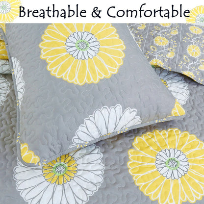 Copper Grove Craigmore Gray Yellow Floral Print Quilt Bedding Set