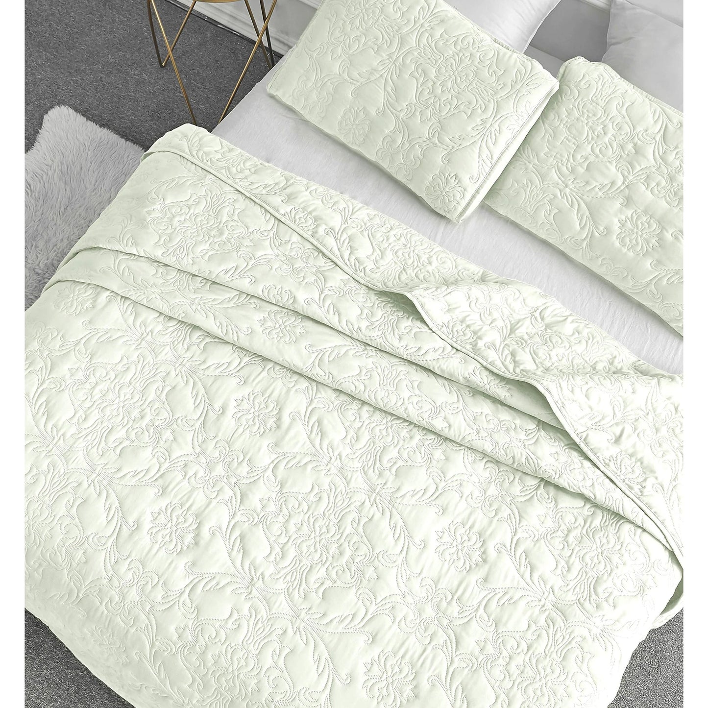 Sophia & William 2/3 Pieces Quilt Set, Reversible Microfiber Bedding Bedspread Coverlet Set
