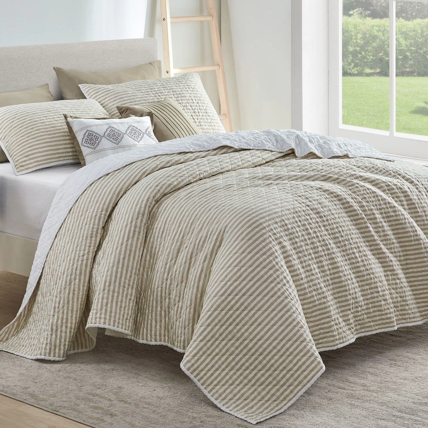 Wonderful 5 Piece Striped Coverlet Set