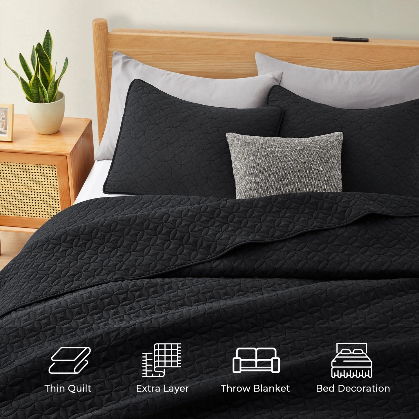 3-Piece Reversible Ultra Lighweight Coverlet Premium Microfiber Bedspread Quilt Set