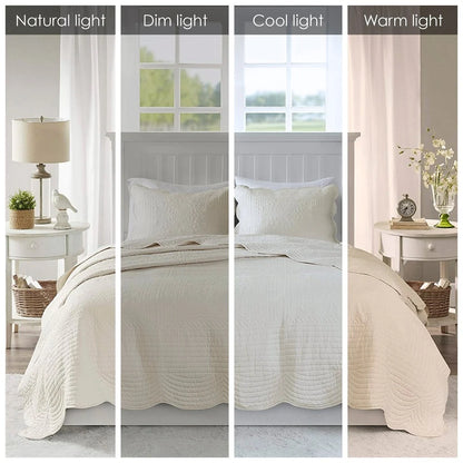 Madison Park Marino 3 Piece Reversible Scalloped Edge Quilt Set