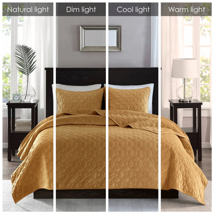 Madison Park Emery 3 Piece Velvet Quilt Set