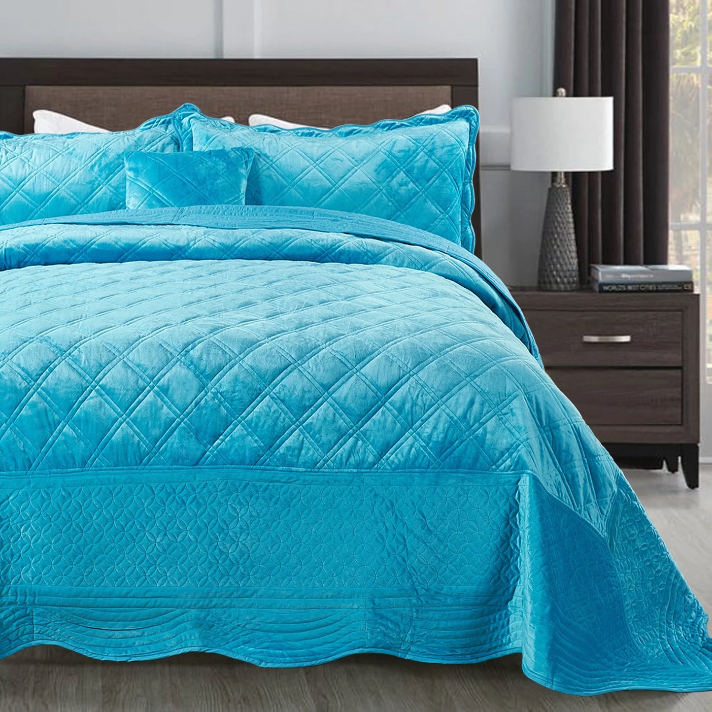 Serenta Supersoft Microplush Quilted 4 Pieces Bedspread Coverlet Set