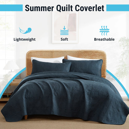 HLC.ME Benji - 3 Piece Size Quilt Set, Lightweight Bedspread Coverlet Set