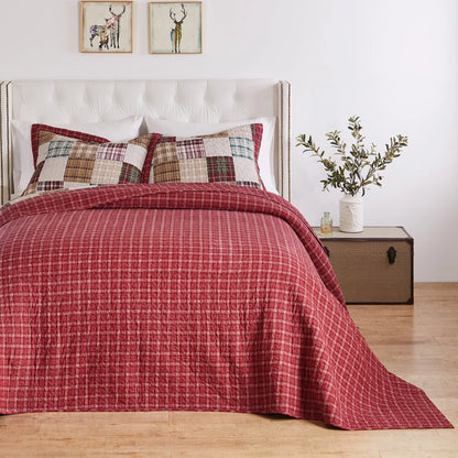 Greenland Home Oxford Quilted Bedspread Set, Traditional Plaid, Cotton