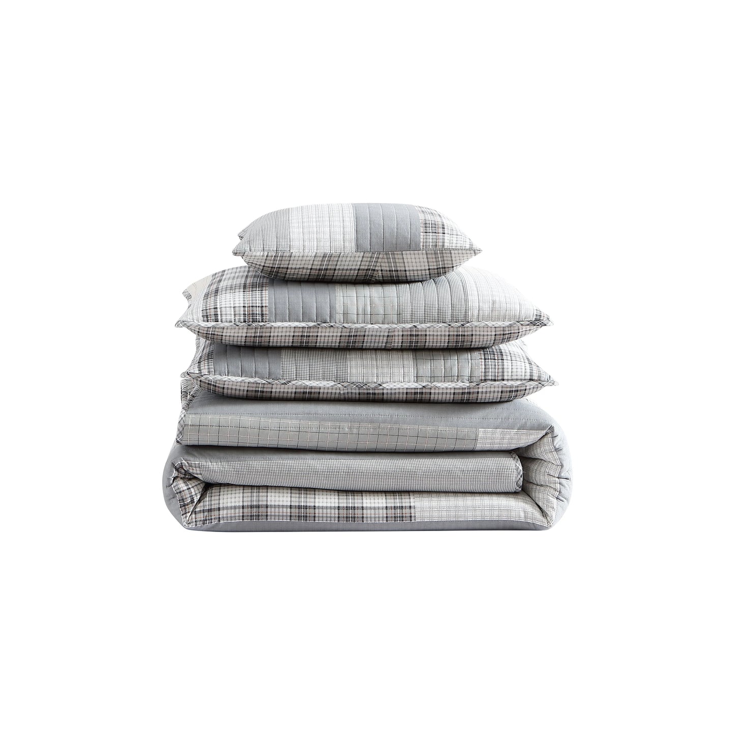 Eddie Bauer Fairview Cotton Reversible Grey Bonus Quilt Set