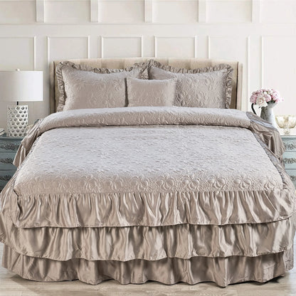 Serent Matte Satin Ruffle Bedspread Set