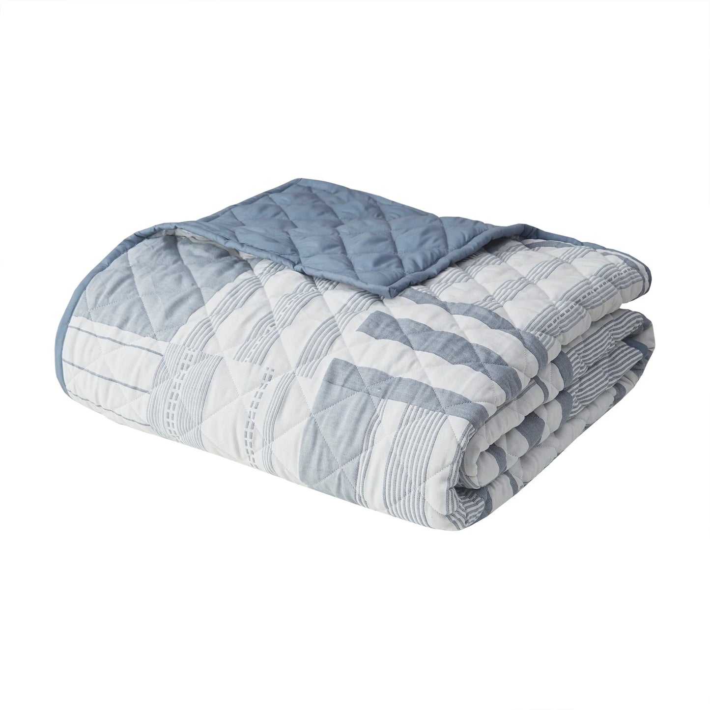 Madison Park Arden 3 Piece Jacquard Patchwork Quilt Set