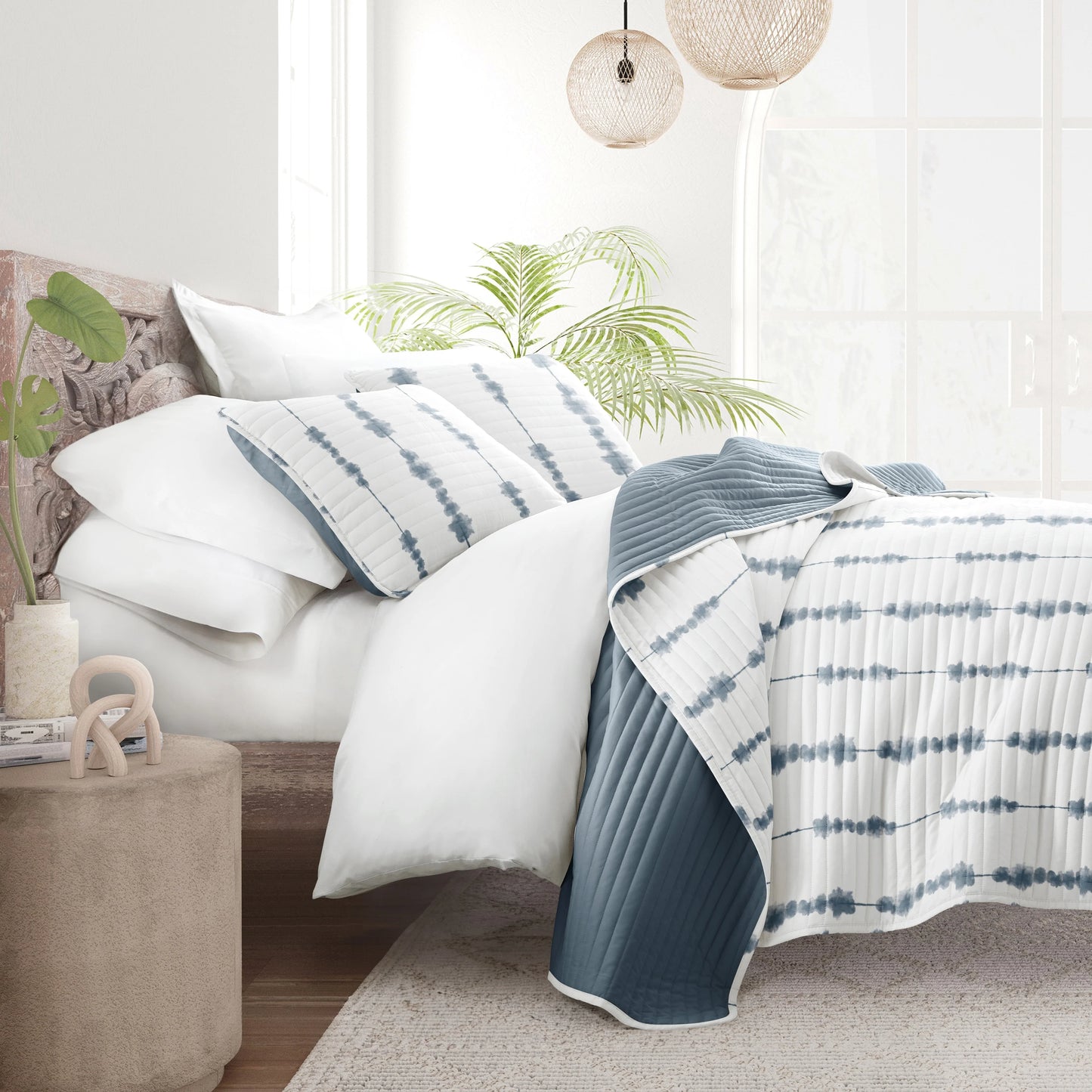 Becky Cameron All Season 3pc Shibori Reversible Quilt Set with Shams
