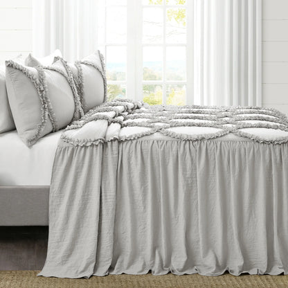 The Gray Barn Peony Grove Ruffled Embroidery 3-piece Bedspread Set