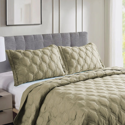 Home Soft Things 3 Piece Oversized Bradly Down Alternative Quilts Set