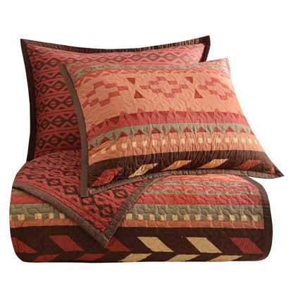 Paseo Road Broken Arrow Western Bedding Tribal Aztec 3 Piece Reversible Quilt Set