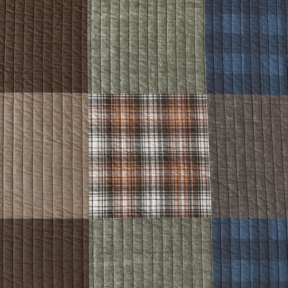 Eddie Bauer Classic Patchwork Cotton Reversible Green Quilt Set
