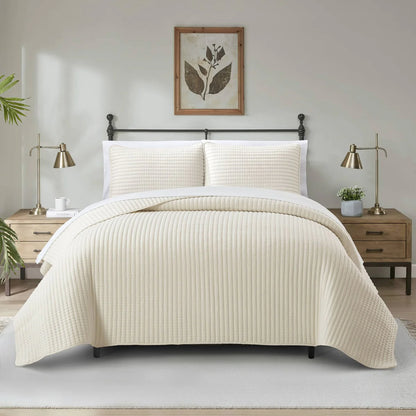 Nanshing Cassidy 7 Piece Solid Color Waffle Quilt Set