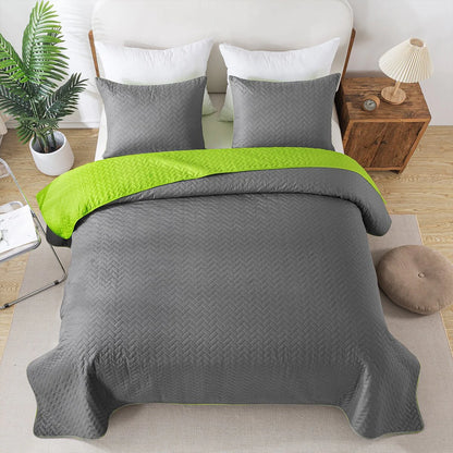 3-piece Fashionable Solid Embossed Quilt Set Bedspread Cover