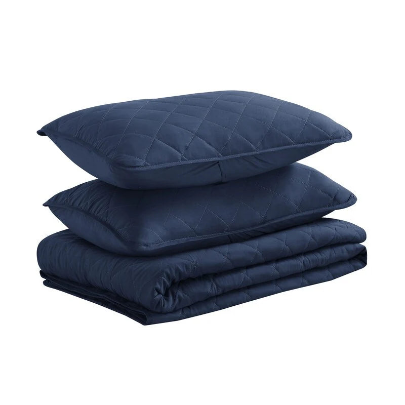 Modern Ultra Soft Microfiber Traditional Diamond Quilting Coverlet Quilt Set