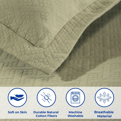Superior Basketweave Cotton Decorative Bedspread Set