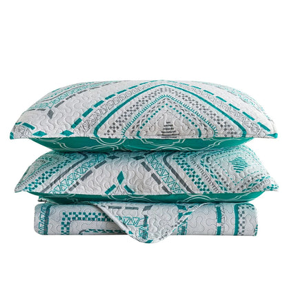 Boho Stripe Quilt Reversible 3 Piece Bohemian Design Bedding Set