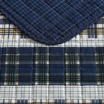 Nautica Marina Cove Blue Cotton Reversible Quilt Bonus Set