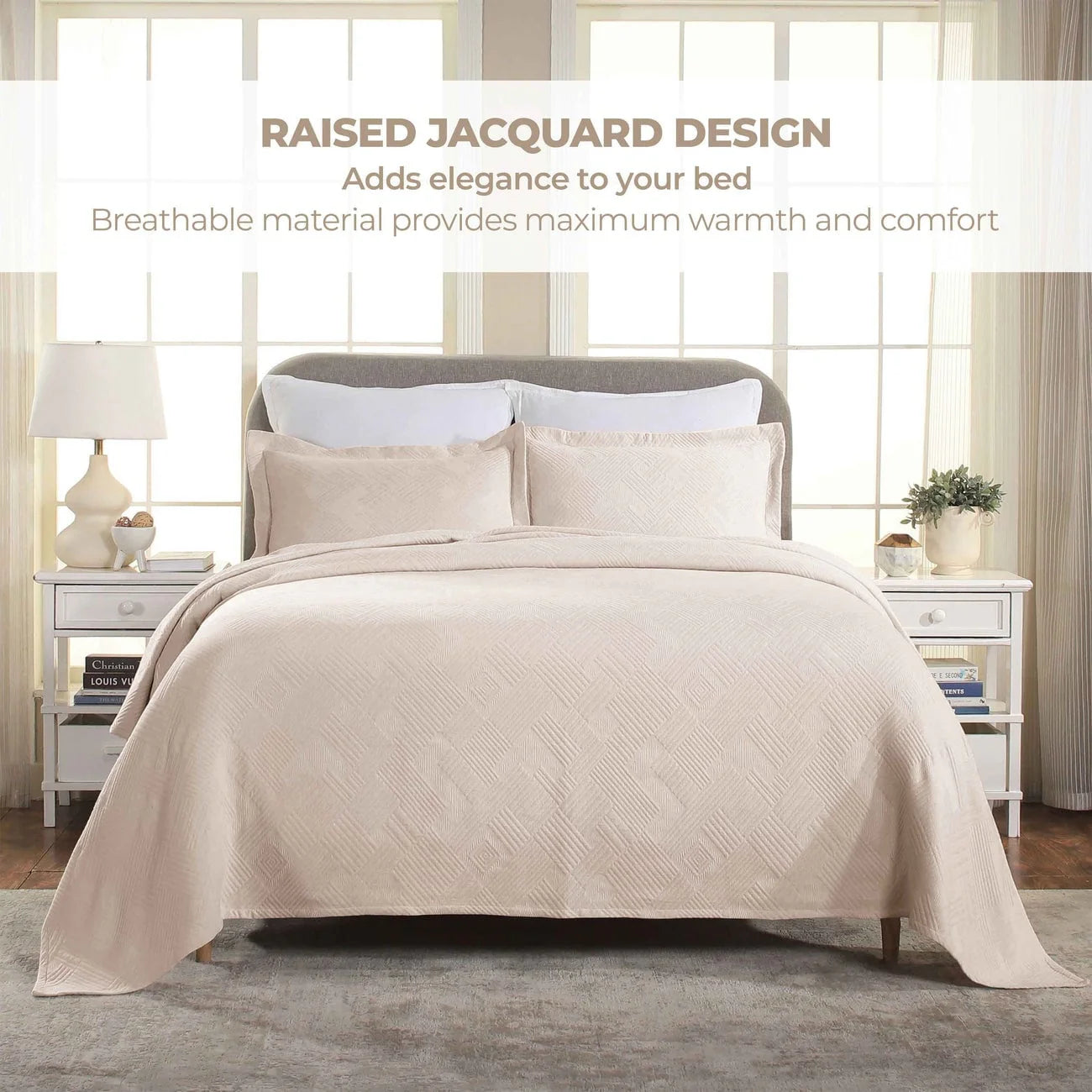 Superior Geometric Fret Cotton Decorative Bedspread Set
