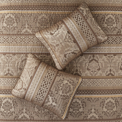 Madison Park Venetian 6 Piece Jacquard Quilt Set with Throw Pillows
