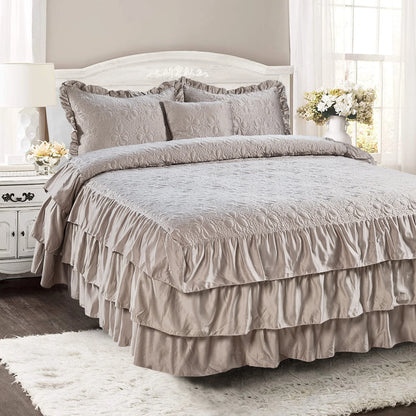 Serent Matte Satin Ruffle Bedspread Set