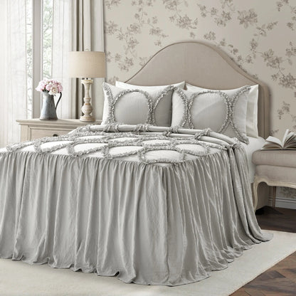 The Gray Barn Peony Grove Ruffled Embroidery 3-piece Bedspread Set