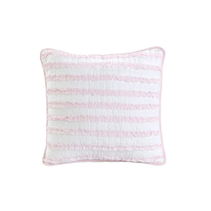 Cozy Line Pretty in Pink Girly Ruffle Pink Cotton Quilt Bedding Set with 2 Throw Pillows