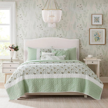 Madison Park Vanessa 6 Piece Cotton Percale Quilt Set with Throw Pillows