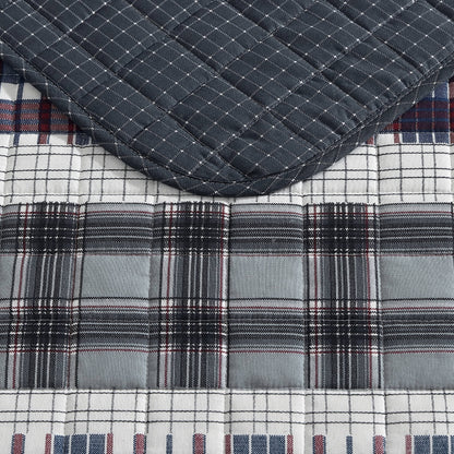 Nautica Marina Cove Grey Cotton Reversible Quilt Bonus Set