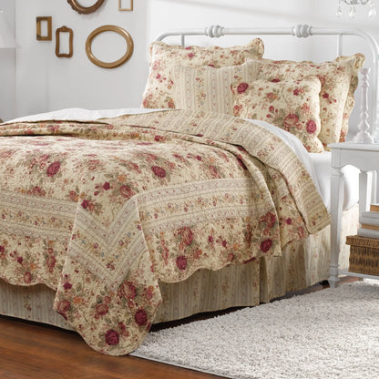 Greenland Home Fashions Antique Rose All-Cotton Reversible Quilt Set