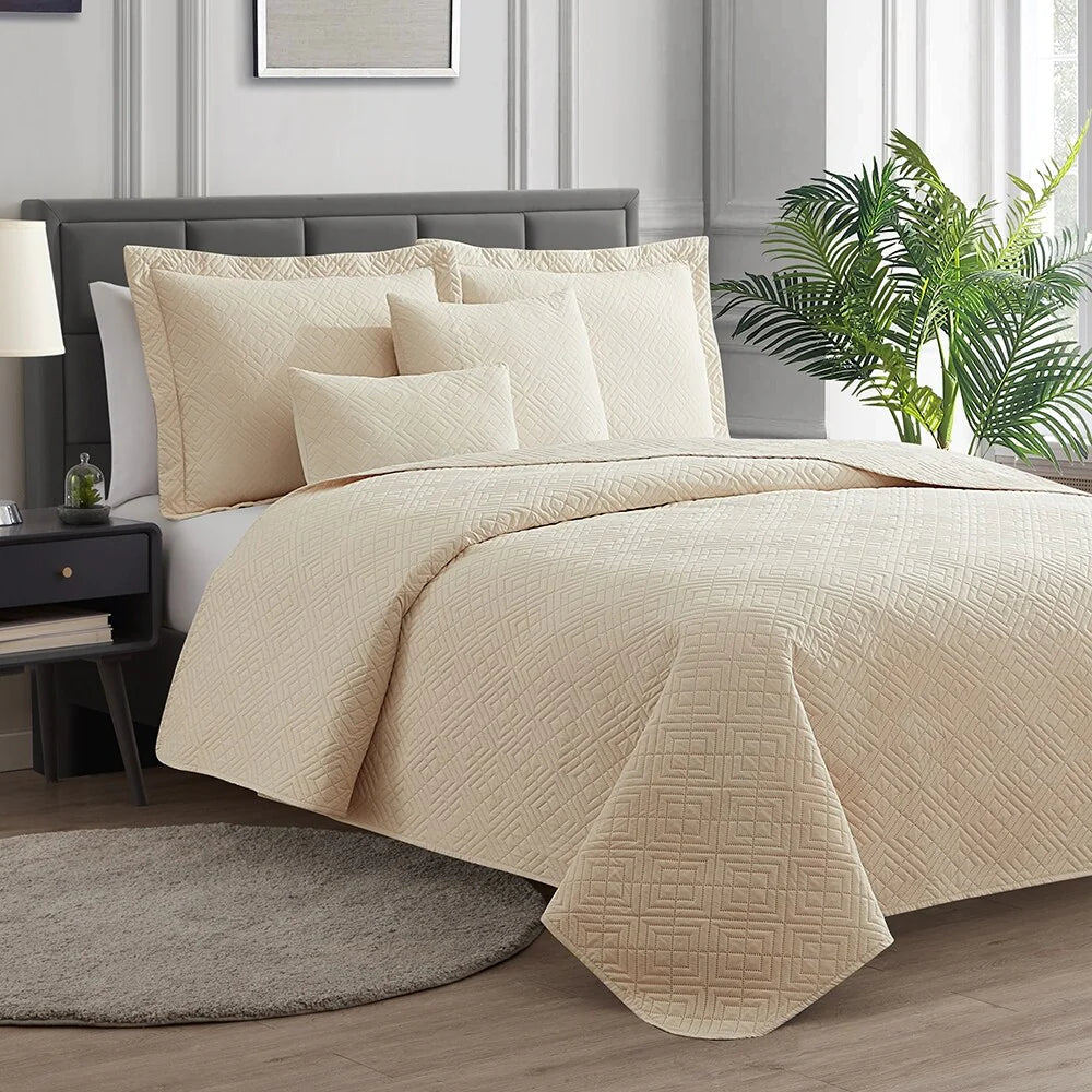 Clara Clark Bedspread Quilt Set - Embossed Pinsonic Lightweight Coverlet Set