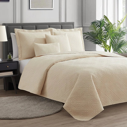 Clara Clark Bedspread Quilt Set - Embossed Pinsonic Lightweight Coverlet Set