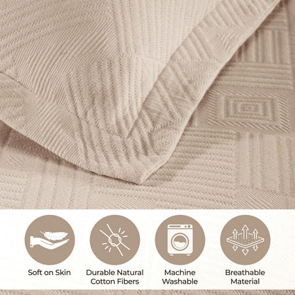 Superior Geometric Fret Cotton Decorative Bedspread Set