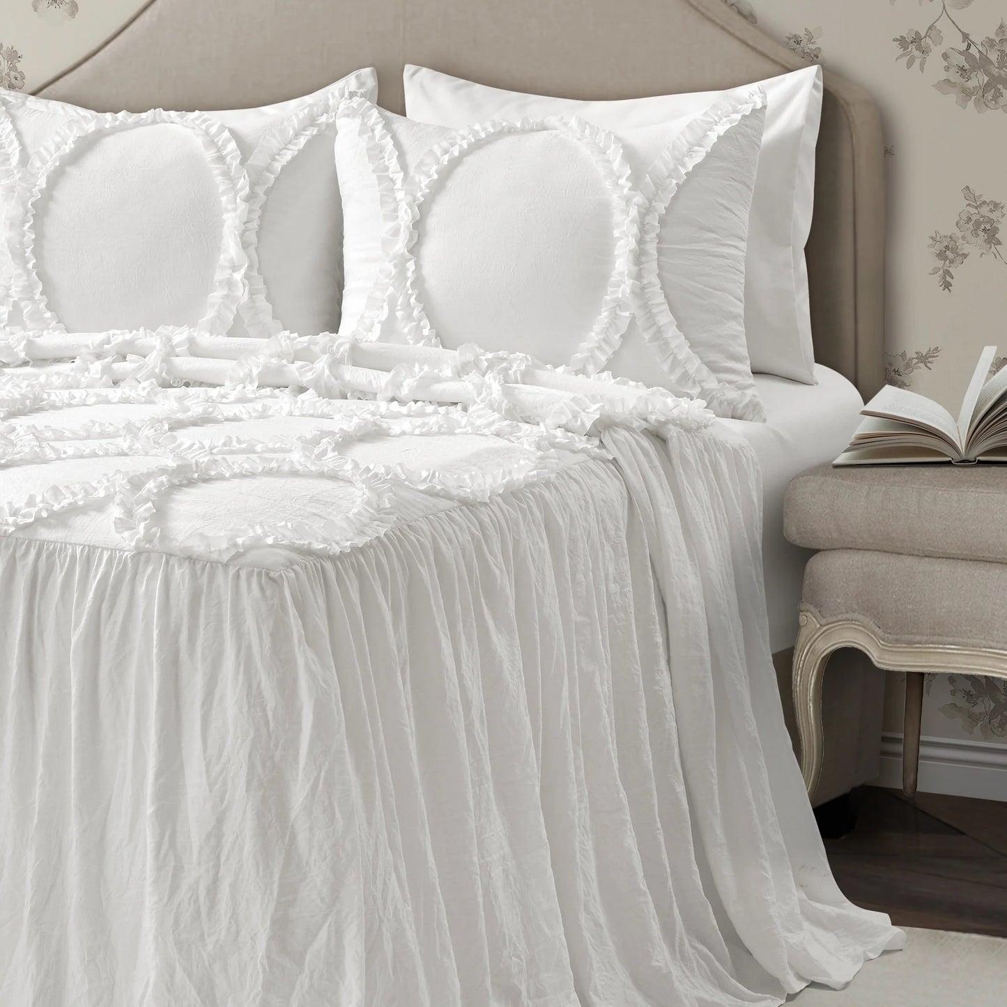 The Gray Barn Peony Grove Ruffled Embroidery 3-piece Bedspread Set