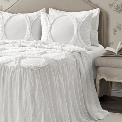 The Gray Barn Peony Grove Ruffled Embroidery 3-piece Bedspread Set