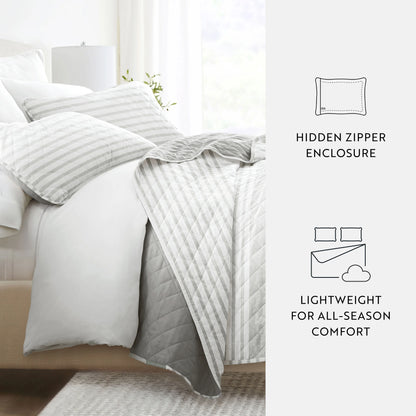Becky Cameron All Season 3 Piece Summer Stripes Reversible Quilt Set with Shams